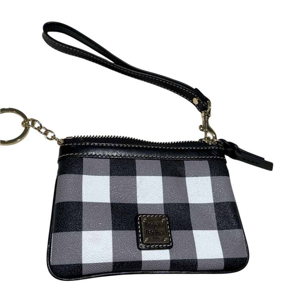 Dooney & Bourke Black and White Clutch with Checkered Pattern